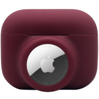 2în1 protecție ambalaj din silicon pentru AirPods Pro / AirTag 1 / 2 - vișiniu