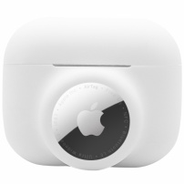 2în1 protecție ambalaj din silicon pentru AirPods Pro / AirTag 1 / 2 - alb