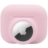 2în1 protecție ambalaj din silicon pentru AirPods Pro / AirTag 1 / 2 - roz