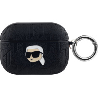 Karl Lagerfeld Husă Karl Head în relief pentru AirPods Pro - neagră