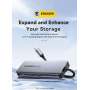 ESSAGER ES-HB01 hub 7în1 - disc SSD / slot pentru card SD / TF / 2x USB-C / 2x USB-A la USB-C - gri închis