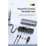 ESSAGER ES-HB01 hub 7în1 - disc SSD / slot pentru card SD / TF / 2x USB-C / 2x USB-A la USB-C - gri închis