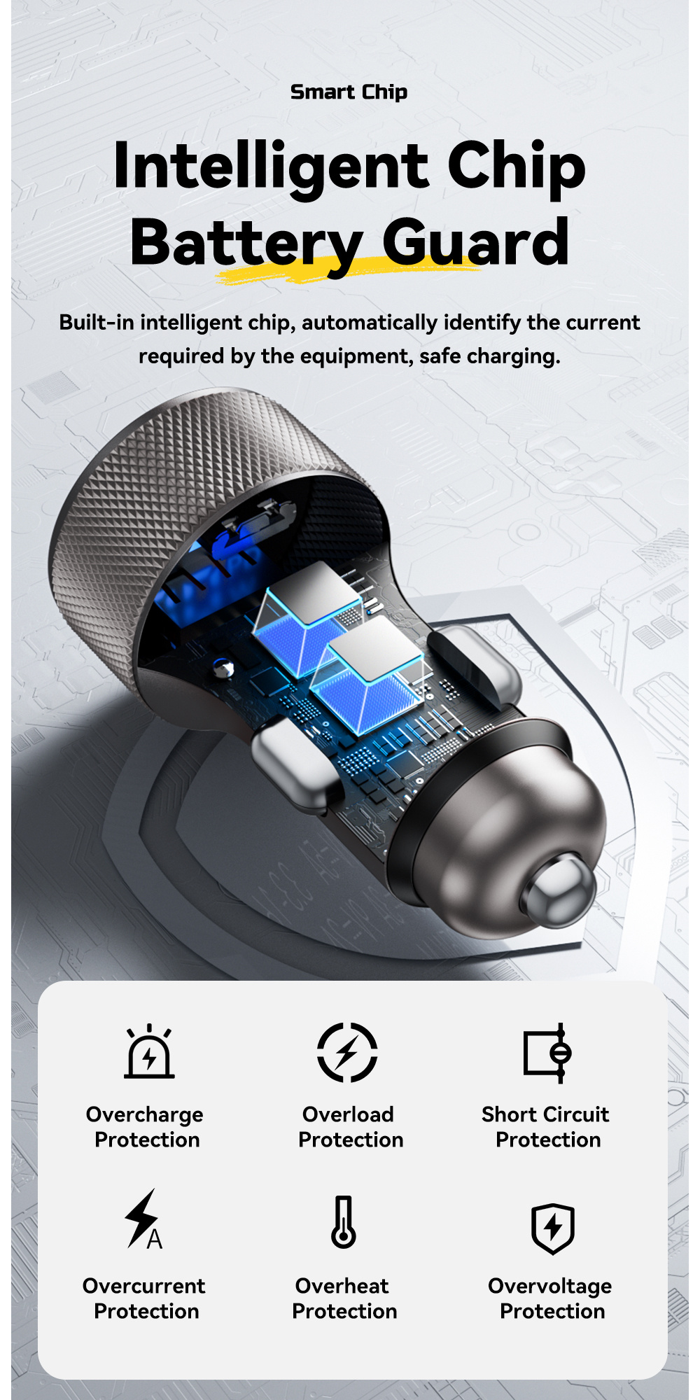 ESSAGER ES-CC21 încărcător auto cu porturi USB-C / USB-A - 45W - negru