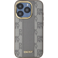 DKNY Husă cu model în carouri cu MagSafe pentru iPhone 15 Pro - bej