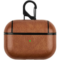 Husă din piele PU cu carabină pentru AirPods Pro - maro