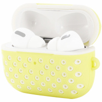 Husă de protecție din silicon pentru AirPods Pro - galben-alb