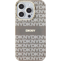 DKNY Husă cu dungi ton cu model repetat cu MagSafe pentru iPhone 14 Pro - bej