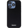 Carcasă DKNY Silver Metal Logo cu MagSafe pro iPhone 15 Pro - negru