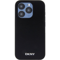 Carcasă DKNY Silver Metal Logo cu MagSafe pro iPhone 15 Pro - negru