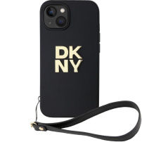 DKNY Husă Stack Logo cu curea pentru iPhone 13 - neagră