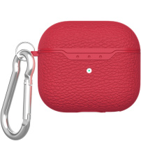 Husă cu textură de piele și carabină pentru AirPods 4 / 5 - roșu