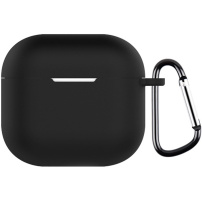 Husă de protecție din silicon cu carabină pentru AirPods 4 / 5 - negru