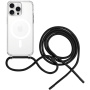FIXED MagPure Neck husă transparentă cu șnur și MagSafe pentru iPhone 16 Pro - negru
