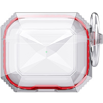 Husă transparentă rezistentă cu ramă colorată pentru AirPods 4 / 5 - roșu