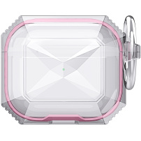 Husă transparentă rezistentă cu ramă colorată pentru AirPods 4 / 5 - roz