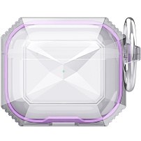 Husă transparentă rezistentă cu ramă colorată pentru AirPods 4 / 5 - mov