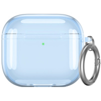 Husă transparentă cu carabină pentru AirPods 4 / 5 - albastru