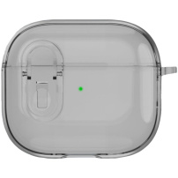 Husă transparentă cu închizătoare și carabină pentru AirPods 4 / 5 - gri