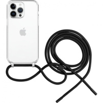 Husă transparentă cu șnur FIXED Pure Neck pentru iPhone 14 Pro Max - negru