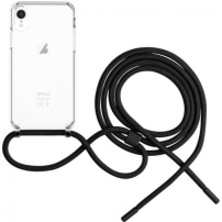 FIXED Pure Neck husă transparentă cu șnur pentru iPhone XR - negru