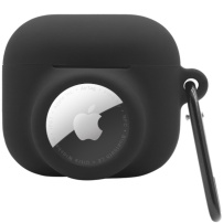 2în1 husă de protecție din silicon pentru AirPods 3 / AirTag 1 / 2 - negru