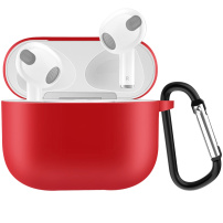 Husă de protecție din silicon cu carabină pentru AirPods 3 - roșu