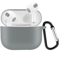 Husă de protecție din silicon cu carabină pentru AirPods 3 - gri