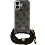 Guess Husă crossbody imprimată 4G IML cu șnur pentru iPhone 16 - maro