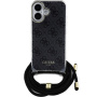 Guess Husă Crossbody imprimată 4G IML cu șnur pentru iPhone 16 - gri