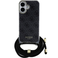 Guess Husă Crossbody imprimată 4G IML cu șnur pentru iPhone 16 - gri