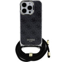 Guess Husă crossbody imprimată 4G IML cu șnur pentru iPhone 16 Pro - gri