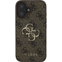 Guess Husă 4G Metal Logo pentru iPhone 16 - maro