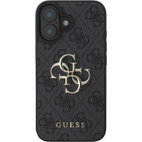 Guess Husă cu logo metalic 4G pentru iPhone 16 Plus - gri
