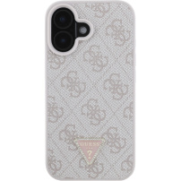 Guess Husă 4G Strass Triangle Metal Logo pentru iPhone 16 - roz