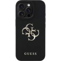 Guess Husă cu sigla metalică granulată 4G pentru iPhone 16 Pro - neagră