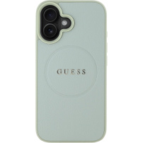 Guess Granulat Classic Husă cu logo cu MagSafe pentru iPhone 16 - verde
