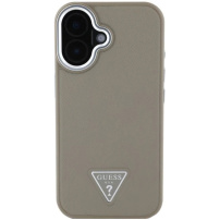 Guess Husă cu logo triunghi granulat cu MagSafe pentru iPhone 16 - maro