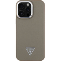 Guess Husă cu logo triunghi granulat cu MagSafe pentru iPhone 16 Pro Max - maro
