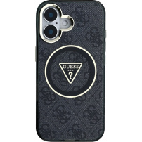 Guess Husă IML 4G cu sclipici și logo triunghi cu MagSafe pentru iPhone 16 - gri