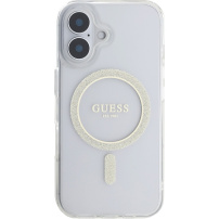 Guess Husă IML Glitter Ring cu MagSafe pentru iPhone 16 - Transparent