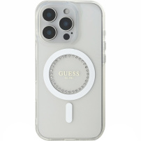 Guess Husă IML Rhinestones Ring cu MagSafe pentru iPhone 16 Pro - transparent
