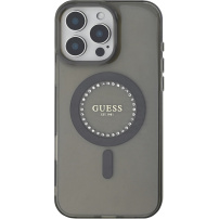 Guess Husă inel IML cu strasuri cu MagSafe pentru iPhone 16 Pro Max - gri
