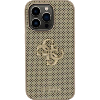 Guess Perforated 4G Glitter Metal Logo husă pentru iPhone 14 Pro Max - auriu