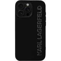 Karl Lagerfeld Husă cu logo sclipici din cauciuc 3D pentru iPhone 16 Pro Max - neagră