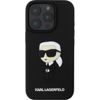 Karl Lagerfeld Husă 3D din cauciuc Ikonik pentru iPhone 16 Pro - neagră