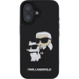 Karl Lagerfeld Husă 3D din cauciuc Karl și Choupette pentru iPhone 16 - neagră