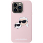 Karl Lagerfeld Husă din silicon cu capete duble cu MagSafe pentru iPhone 15 Pro - roz