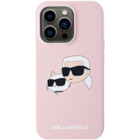 Karl Lagerfeld Husă din silicon cu capete duble cu MagSafe pentru iPhone 15 Pro - roz