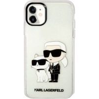 Karl Lagerfeld IML Glitter Karl and Choupette NFT husă sclipitoare pentru iPhone 12 / 12 Pro - transparent