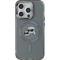 Karl Lagerfeld Husă IML K&CH Heads cu ramă metalică și MagSafe pentru iPhone 15 Pro Max - neagră